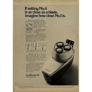 Norelco VIP Tripleheader Floating Heads Adjustable Electric Shaver Print Ad 1972